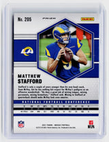 2021 Panini Mosaic Football Matthew Stafford Green Mosaic #205 Los Angeles Rams - back