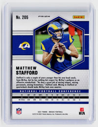 2021 Panini Mosaic Football Matthew Stafford Green Mosaic #205 Los Angeles Rams - back