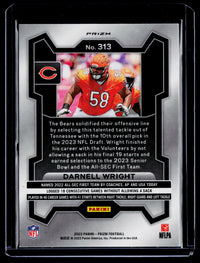 2023 Panini Prizm Football Darnell Wright RC #313 Red and Black Checkerboard Bears - back