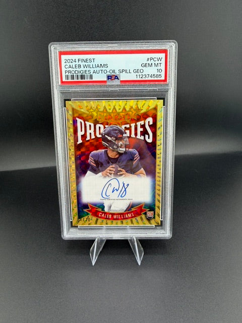 2024 Topps Finest Prodigies Autographs Caleb Williams PCW Oil Spilled Geo 1/10 PSA 10 - front