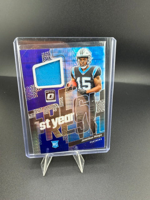 2023 Panini Donruss Optic 1st Year Fresh Jonathan Mingo Blue Hyper #FYF-JM - front