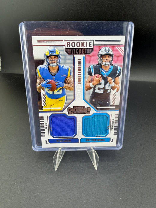 2024 Panini Contenders Rookie Ticket Dual Swatches Blake Corum Jonathon Brooks DS-15 - front
