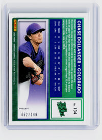 2025 Panini Donruss Rated Prospect Chase Dollander #134 Green Prizm /149 - back