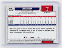2026 Topps Series Two Jake Burger #451 Texas Rangers - back