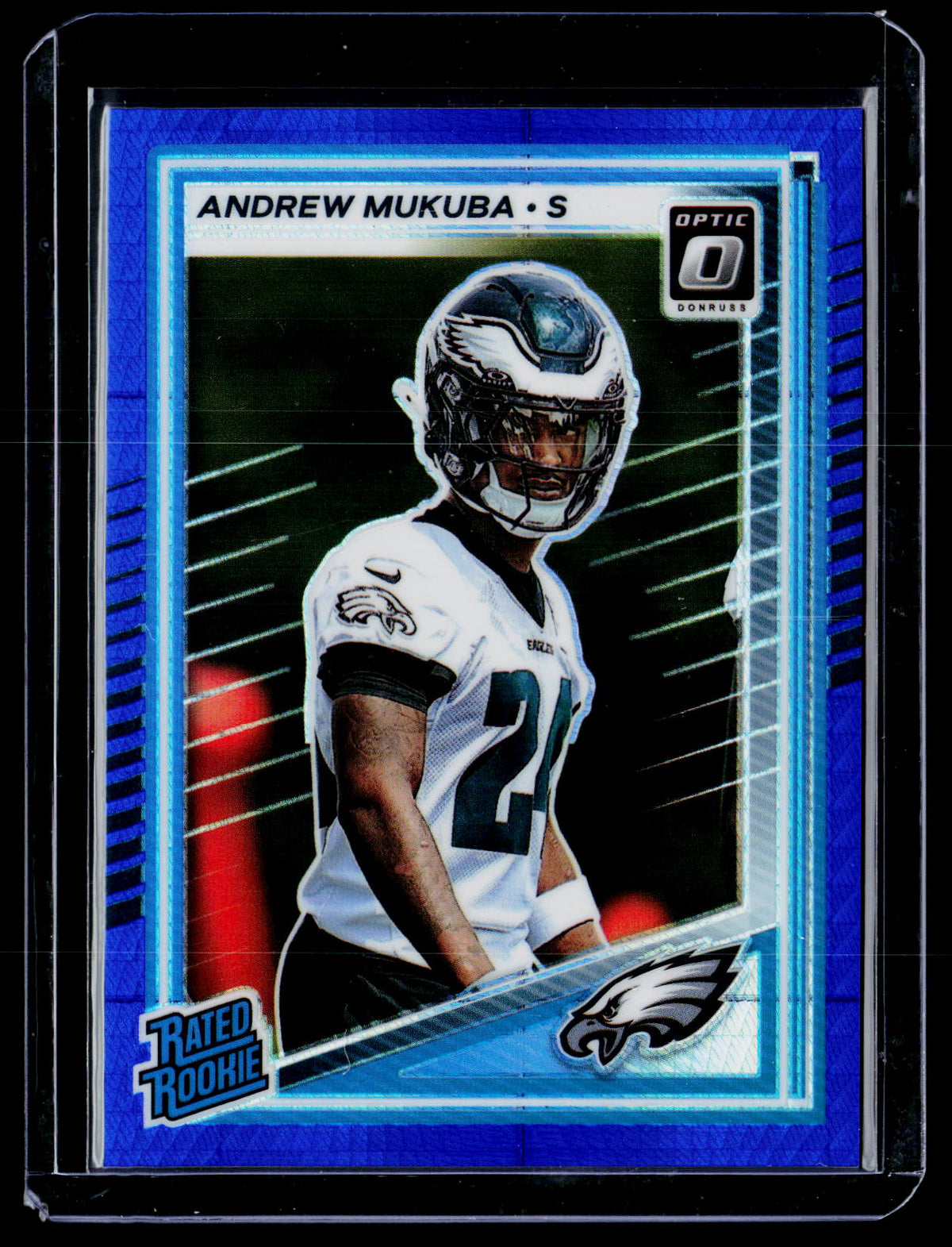 2025 Panini Donruss Optic Football Rated Rookie Andrew Mukuba #297 Blue Holo - front
