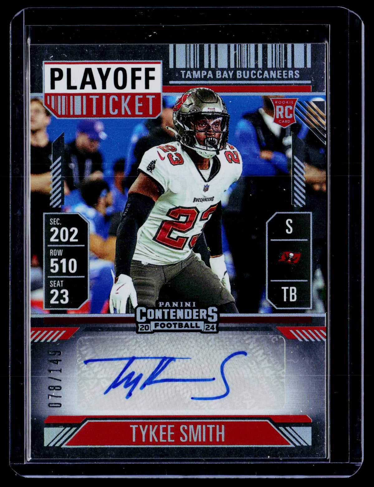 2024 Panini Contenders Football Tykee Smith Rookie Playoff Ticket Auto #256 /149 - front