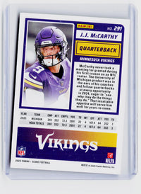 2025 Panini Score Football J.J. McCarthy Artist's Proof #291 /799 - back