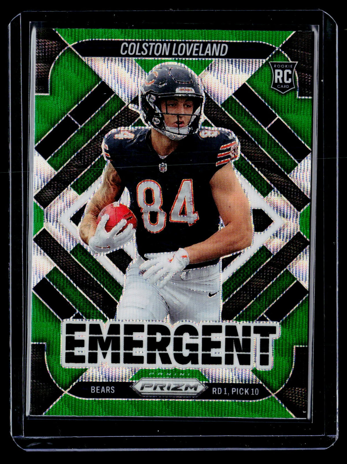 2025 Panini Prizm Football Emergent Colston Loveland #20 Green Prizm Rookie - front