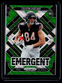 2025 Panini Prizm Football Emergent Colston Loveland #20 Green Prizm Rookie - front