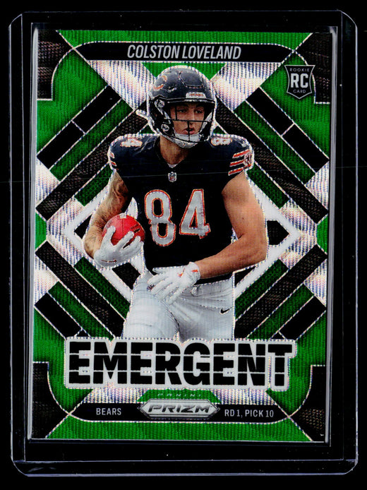 2025 Panini Prizm Football Emergent Colston Loveland #20 Green Prizm Rookie - front
