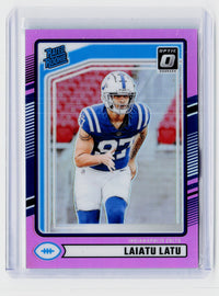 2024 Panini Donruss Laiatu Latu Rated Rookie Pink #311 Indianapolis Colts - front