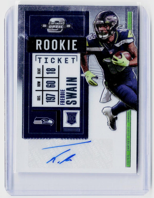 2020 Panini Contenders Optic Freddie Swain Rookie Ticket Autographs #196 Seattle Seahawks - front