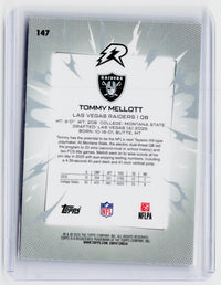 2025 Topps Rookies Tommy Mellott RC #147 Las Vegas Raiders - back