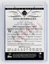 2007 Topps Moments & Milestones #33 Alex Rodriguez 48 HR 21/29 - back