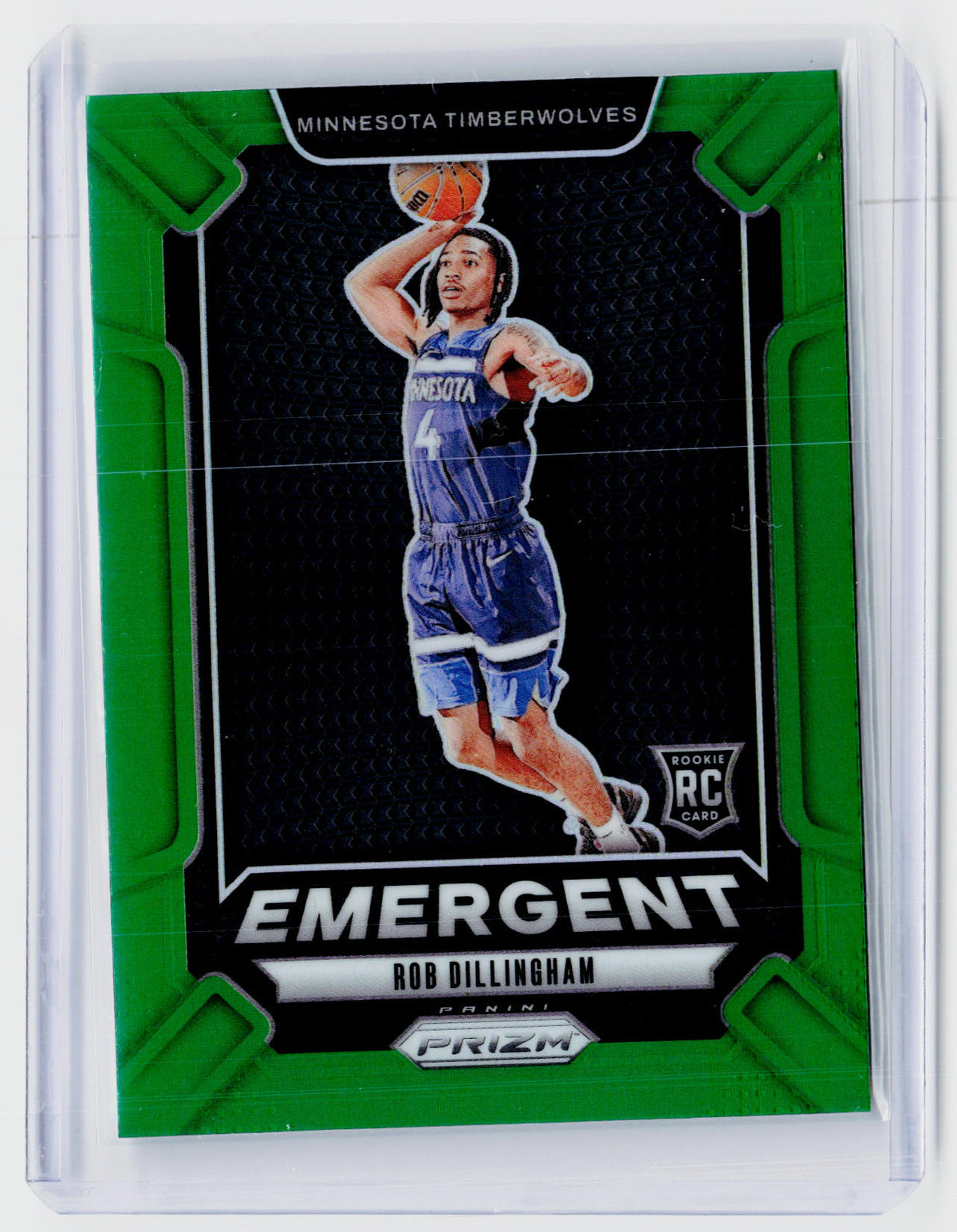 2024-25 Panini Prizm Emergent Green Prizm #24 Rob Dillingham RC Minnesota Timberwolves - front