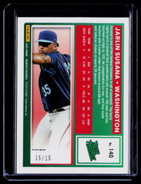 2025 Panini Donruss Optic Rated Prospect Jarlin Susana #140 Optic Blue Cracked Ice 15/15 - back