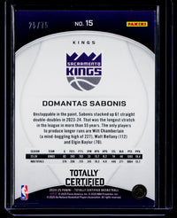 2024-25 Panini Totally Certified Domantas Sabonis #15 /75 Sacramento Kings - back