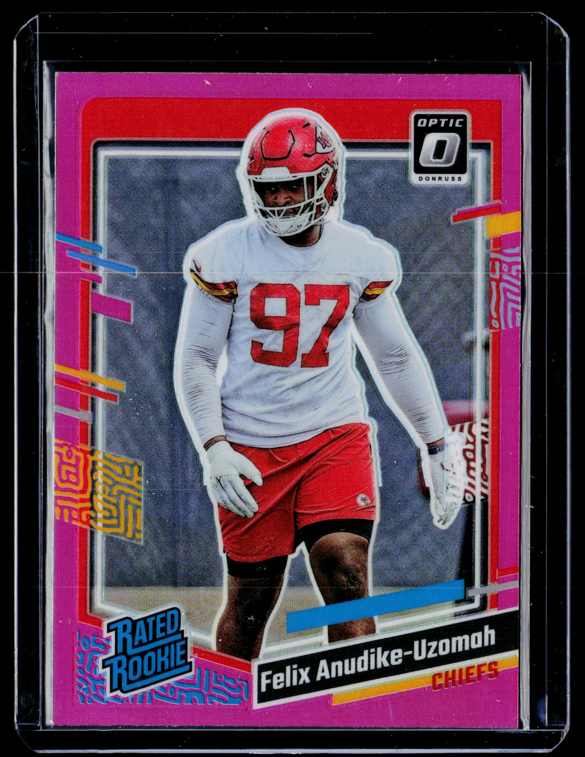 2023 Panini Donruss Optic Football Rated Rookie Felix Anudike-Uzomah #349 Pink Prizm - front