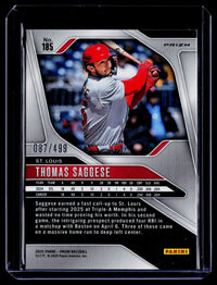 2025 Panini Prizm Baseball Thomas Saggese Pulsar Prizms Rookie #185 /499 - back