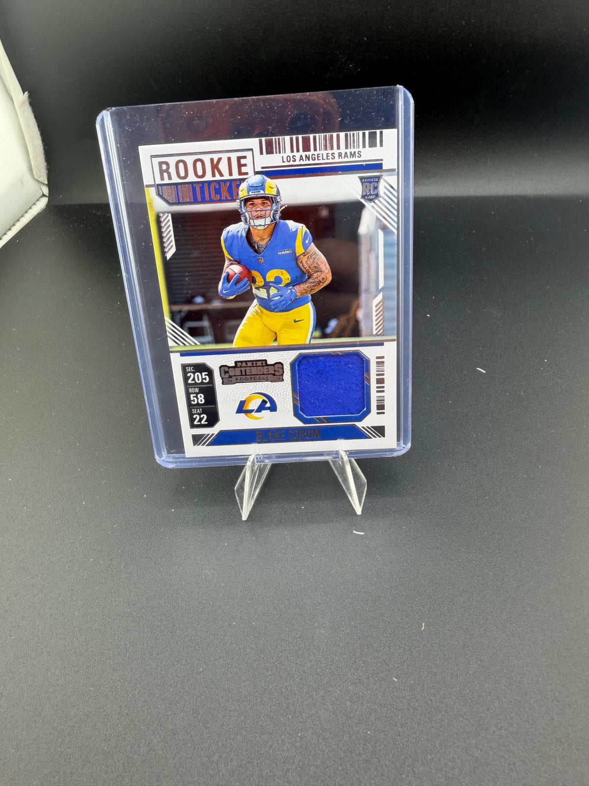2024 Panini Contenders Rookie Ticket Swatches Blake Corum #RTS-BCM Los Angeles Rams - front
