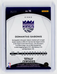 2024-25 Panini Totally Certified Domantas Sabonis #15 Sacramento Kings - back