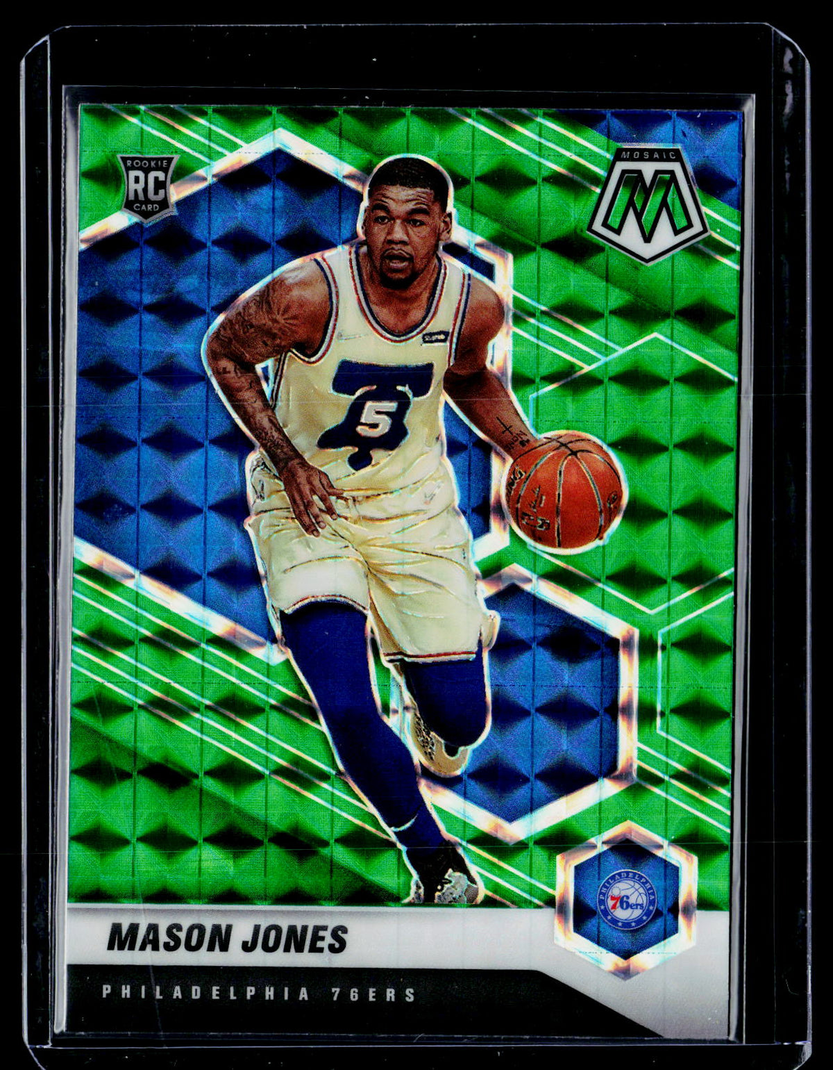 2020-21 Panini Mosaic Basketball Mason Jones Green Fluorescent Mosaic Rookie #241 - front