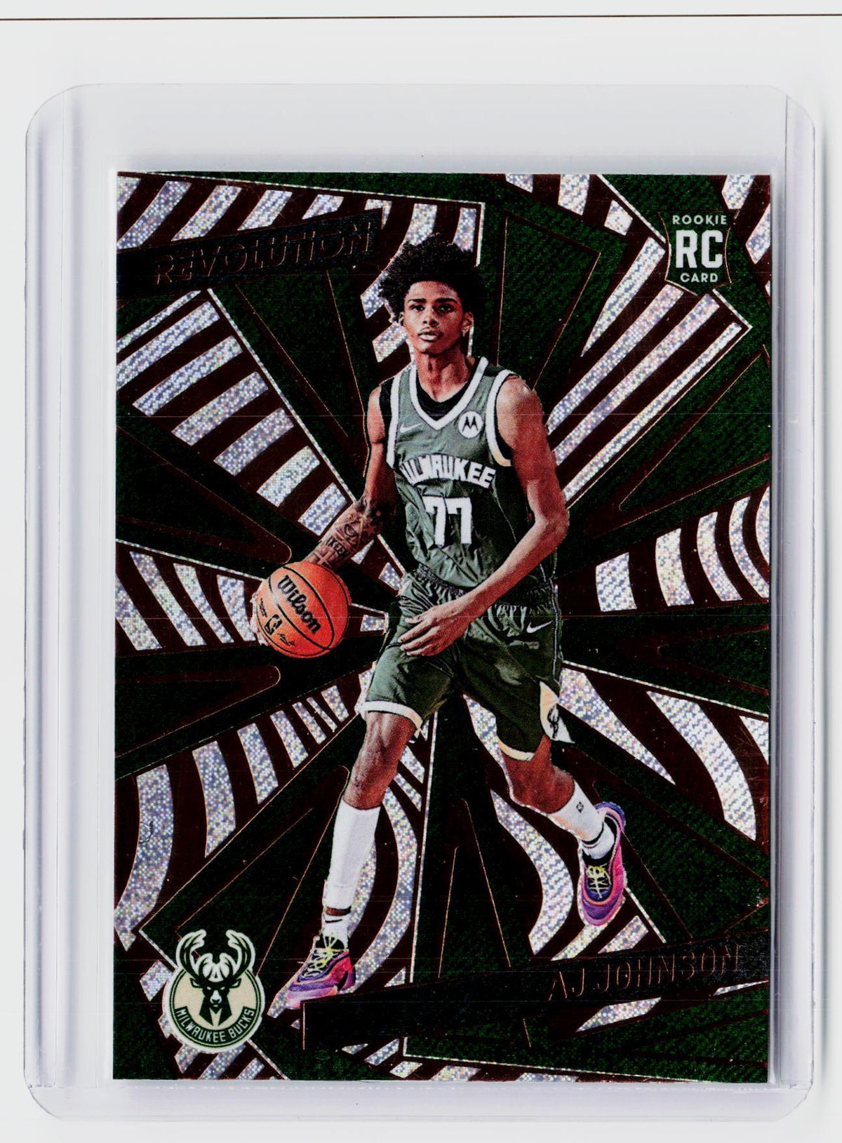 2024-25 Panini Revolution AJ Johnson Rookie Card #140 Milwaukee Bucks - front