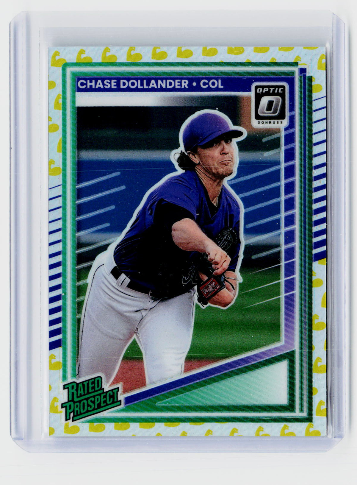 2025 Panini Donruss Rated Prospect Chase Dollander #134 Green Prizm /149 - front