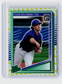 2025 Panini Donruss Rated Prospect Chase Dollander #134 Green Prizm /149 - front
