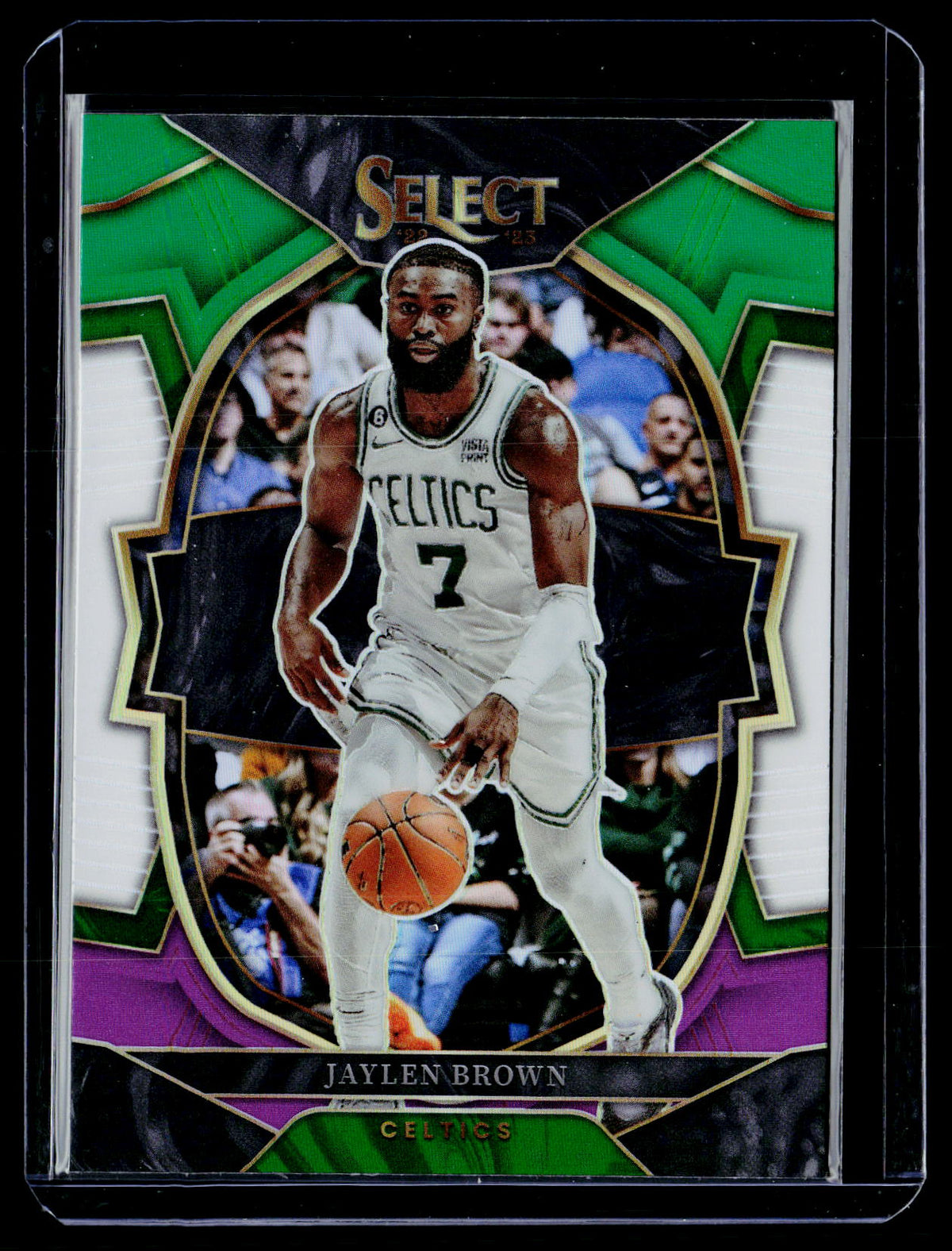2022-23 Panini Select Basketball Jaylen Brown #32 Green/White/Purple Prizm Concourse - front