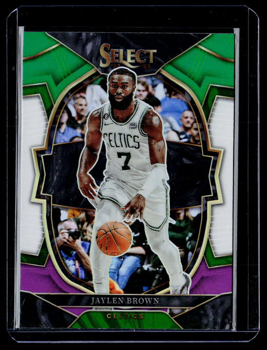 2022-23 Panini Select Basketball Jaylen Brown #32 Green/White/Purple Prizm Concourse - front