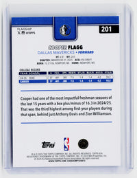 2025-26 Topps Basketball Cooper Flagg RC #201 Dallas Mavericks - back
