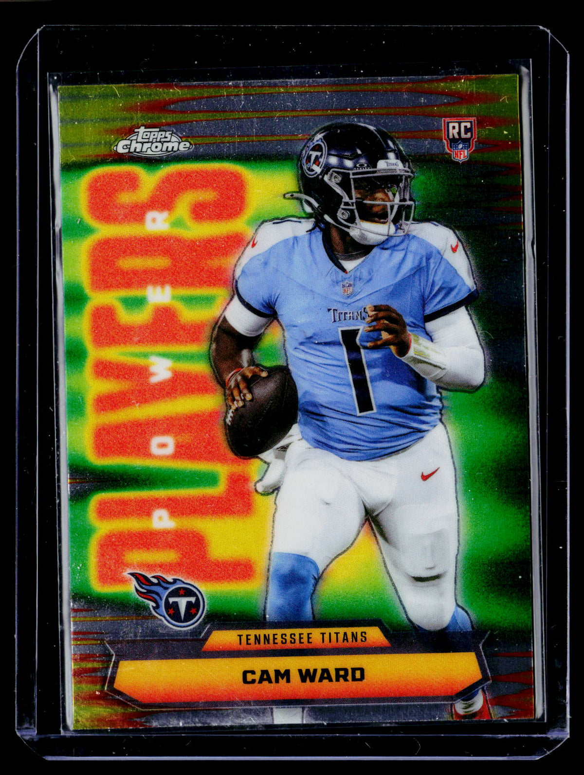 2025 Topps Chrome Football Power Players Cam Ward RC PP-8 Tennessee Titans - front