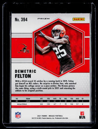 2021 Panini Mosaic Football Demetric Felton Red Mosaic Rookie #394 - back