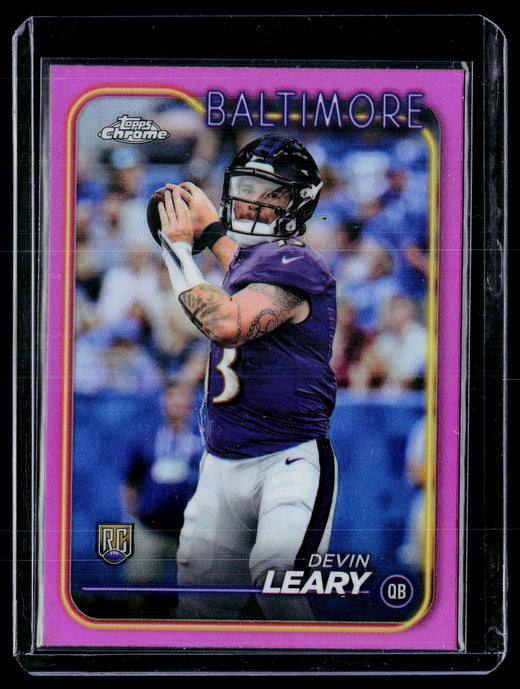 2024 Topps Chrome Football Devin Leary Pink Refractor Rookie #248 - front