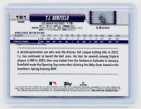 2026 Topps Chrome T.J. Rumfield RC #181 Colorado Rockies - back