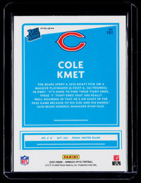 2020 Panini Donruss Optic Rated Rookie Cole Kmet #181 Chicago Bears - back