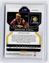 2021-22 Panini Prizm Basketball Jermaine O'Neal Red Ice Prizm #250 Indiana Pacers - back