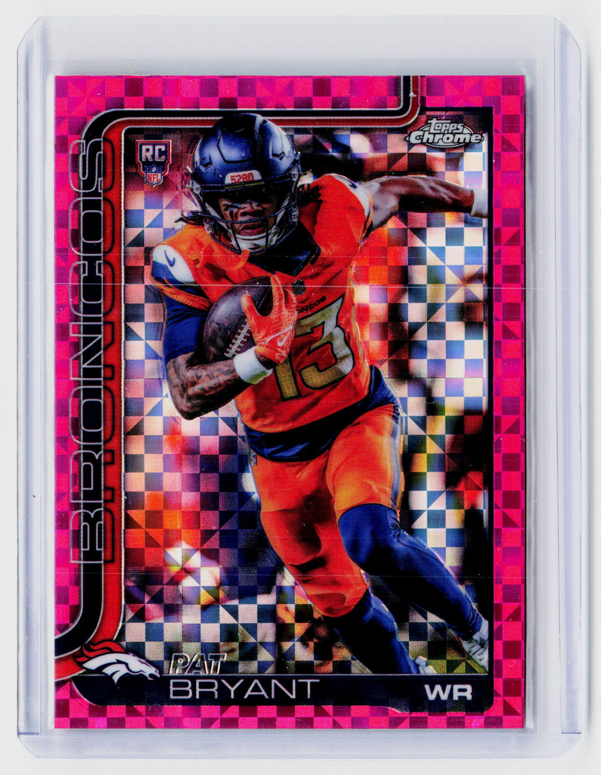 2025 Topps Chrome Football Pat Bryant RC Pink X-Fractor #313 Denver Broncos - front