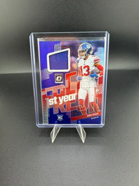 2023 Panini Donruss Optic Football 1st Year Fresh Jalin Hyatt #FYF-JHY Rookie Memorabilia Card - front