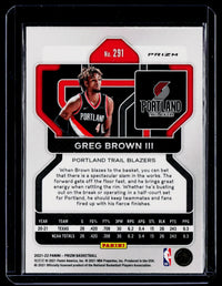 2021-22 Panini Prizm Basketball Greg Brown III Cracked Ice Rookie #291 - back