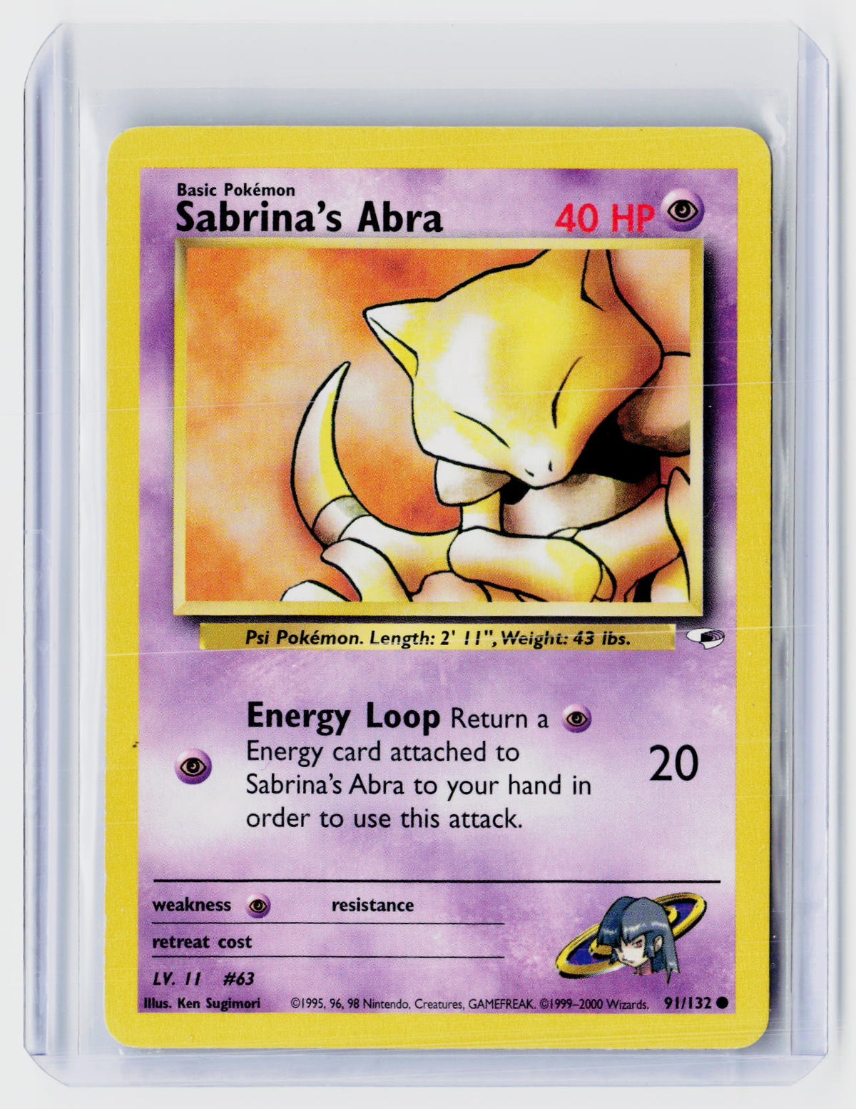 2000 Pokémon Gym Heroes Sabrina's Abra 91/132 - front