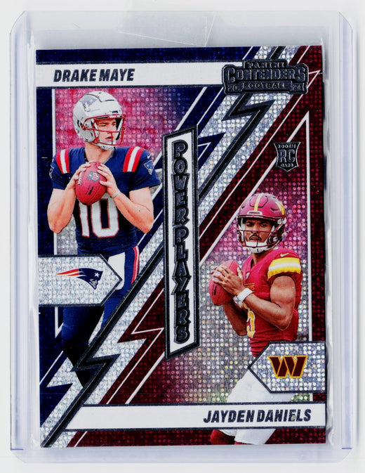 2024 Panini Contenders Power Players #22 Drake Maye / Jayden Daniels Rookie Card - front
