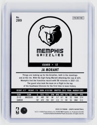 2022-23 Panini Hoops Ja Morant Purple #289 Memphis Grizzlies - back