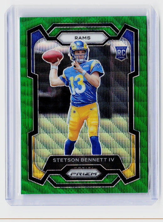 2023 Panini Prizm Football Stetson Bennett IV Green Prizm Rookie Card #358 - front