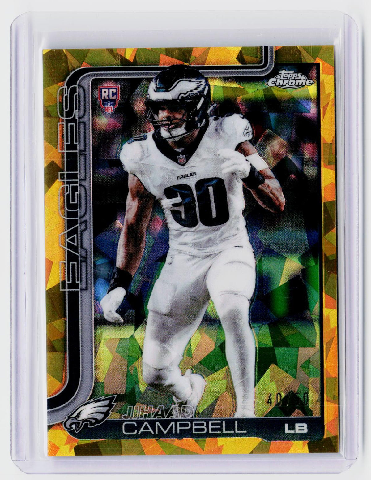 2025 Topps Chrome Football Jihaad Campbell RC X-Fractor #366 Philadelphia Eagles - front
