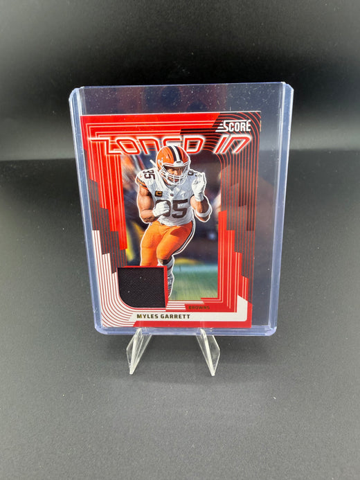 2025 Panini Score Football Zone-Mates Myles Garrett Cleveland Browns Memorabilia Card ZON-MGT - front