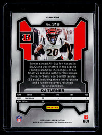 2023 Panini Prizm Football DJ Turner Pink Prizm Rookie #319 - back