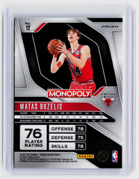 2024-25 Panini Prizm Monopoly Matas Buzelis Rookie Card #12 Chicago Bulls - back