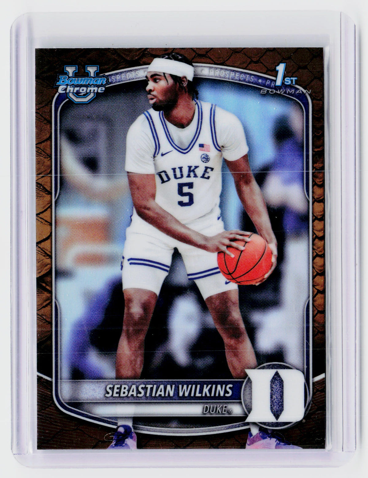 2025 Bowman Chrome University Basketball Sebastian Wilkins 1st Bowman Duke BCP-99 - front